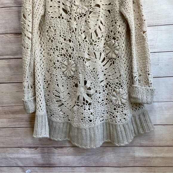 ANTHROPOLOGIE ANGEL OF THE‎ NORTH CROCHET LAMBSWOOL SWEATER - Picture 9 of 9